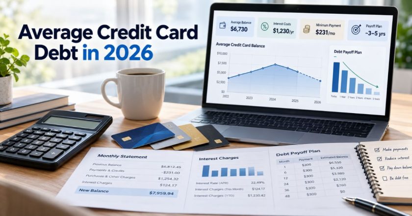 Average credit card debt in 2026 with U.S. balances, interest costs and repayment trends