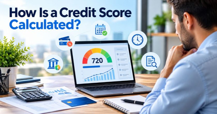 How is a credit score calculated using five main credit factors
