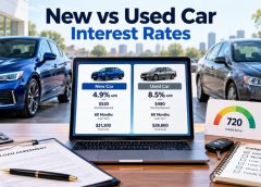 New car vs used car interest rates with auto loan APR and financing cost comparison