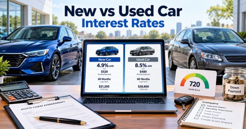 New car vs used car interest rates with auto loan APR and financing cost comparison