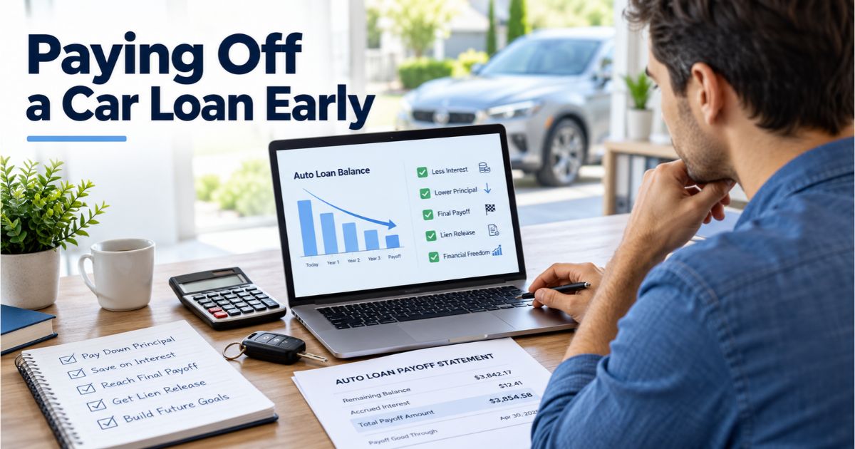 Paying off a car loan early with payoff statement, interest savings and lien release