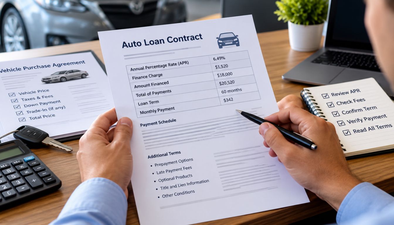Review final used car loan contract before signing