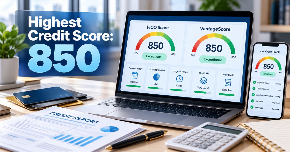 What Is the Highest Credit Score? 7 Powerful Facts for Excellent Credit 1 What is the highest credit score with FICO and VantageScore maximum of 850